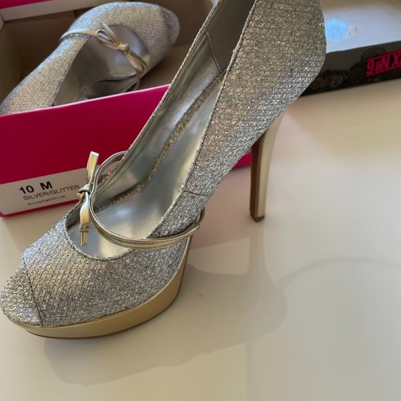 size 10 Mix No6 Glitter Platform High Heels Peep Toe "Lucy" - Picture 5 of 10
